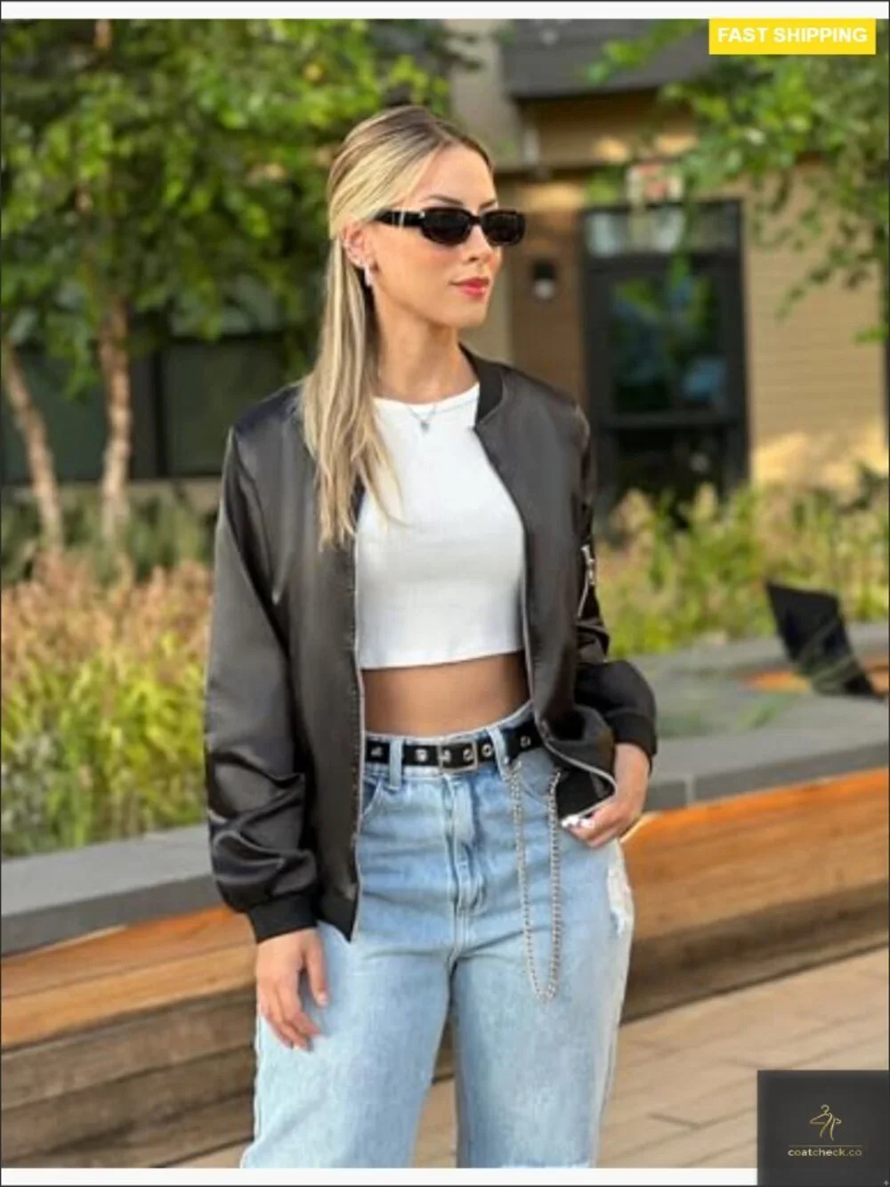 Lightweight Bomber Jacket Zip Up Casual Coat with Pockets S-XXL